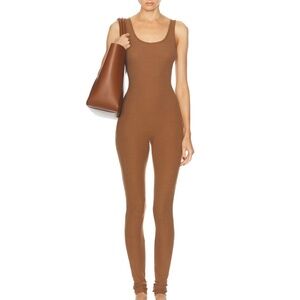 ETERNE Gorgeous Soft Ribbed Catsuit One Piece in Earth Sz M NEW $225!!